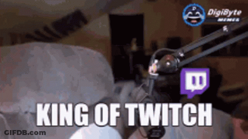 King Of Twitch With Microphone And Twitch Icon GIF
