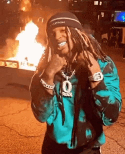 King Von With Flames Behind GIF