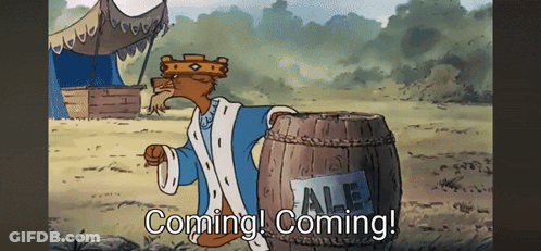King With Barrel Saying Ale GIF