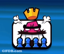 King With Crown Surrounded By Blue Chess Pieces GIF