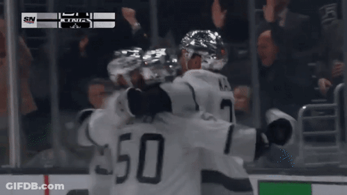 Kings Hockey Players Celebrate Goal GIF