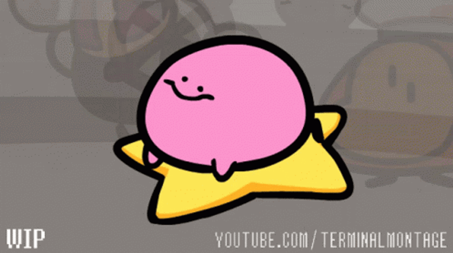 Kirbo Spinning Star Gray Background GIF