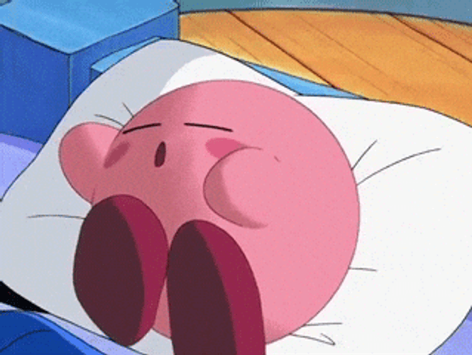 Kirbo The Puffball Sleeping In Bed GIF