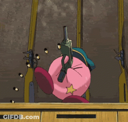 Kirby Angrily Shooting GIF