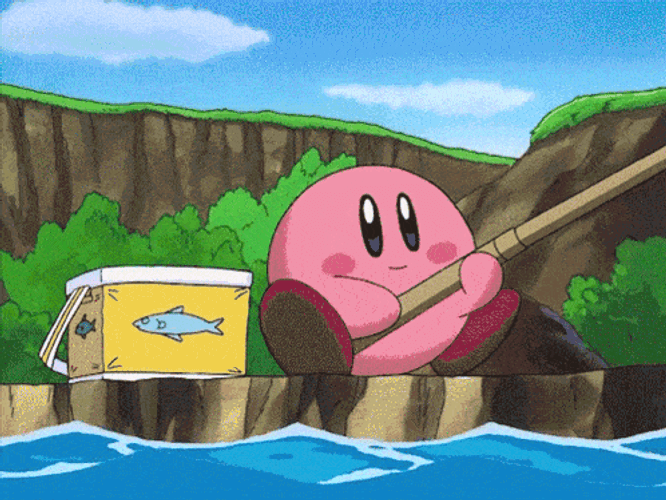 Kirby Catching Fish Kirby Right Back At Ya GIF