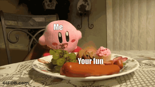 Kirby Eating Food With Me Your Fun GIF