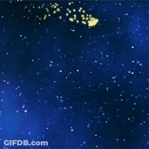 Kirby Flying With Starship GIF