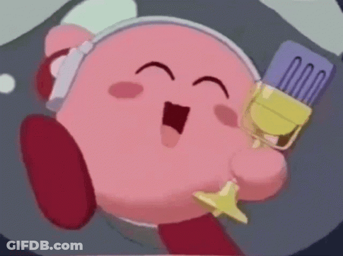 Kirby Happily Singing GIF