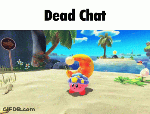 Kirby On Beach Saying Dead Chat GIF