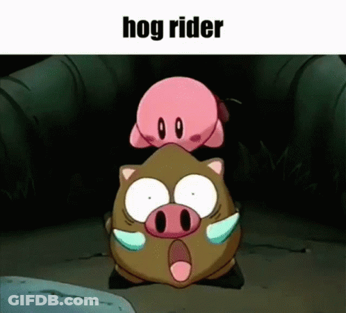 Kirby Riding Hog GIF
