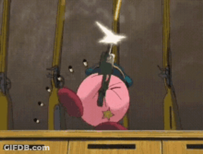 Kirby Right Back Points A Firing Gun GIF