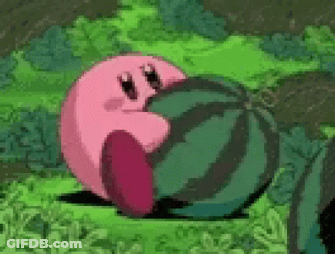 Kirby Swallows Whole Watermelon GIF