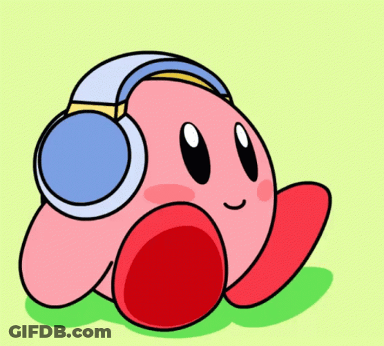 Kirby Wearing Headphones GIF