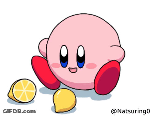 Kirby With A Slice Of Lemon GIF