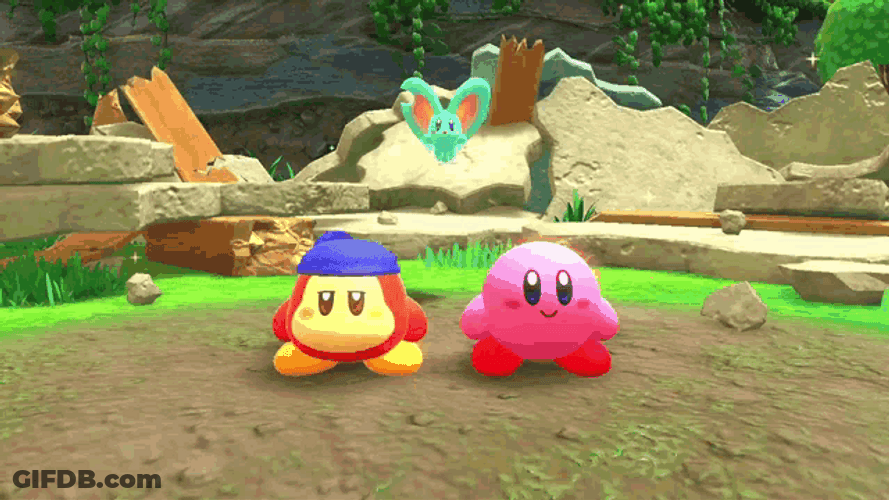 Kirby With Bandana And Elfilin GIF
