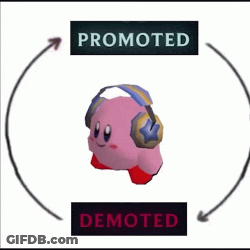 Kirby With Headphones Promoted Demoted GIF