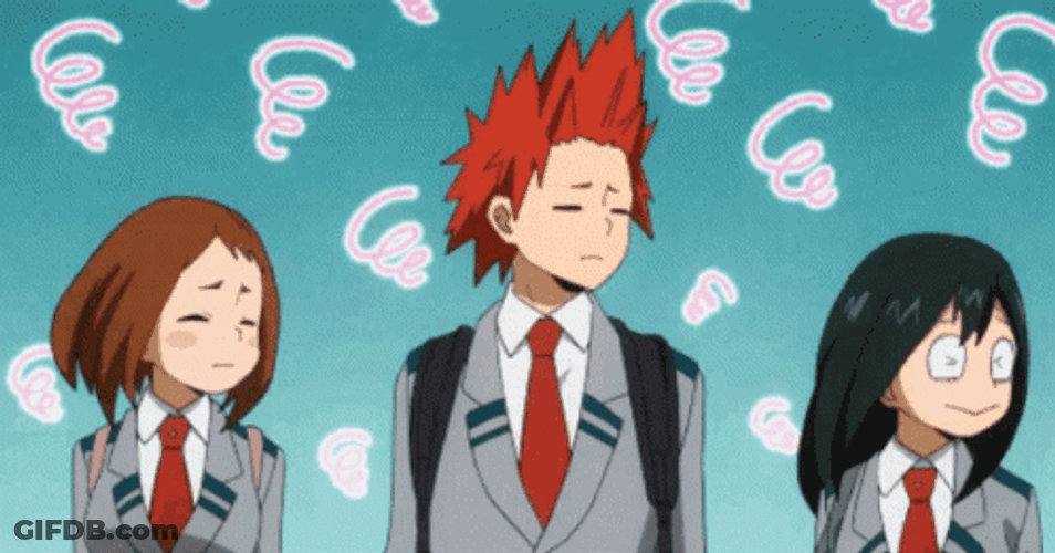 Kirishima Ochoca And Tsuyu Shaking Head GIF