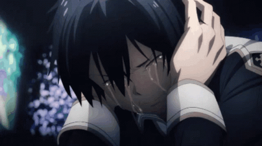 Kirito Crying And Covering Ears GIF