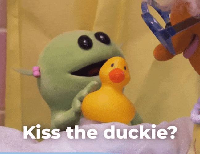 Kiss The Rubber Duck Puppet Meme GIF
