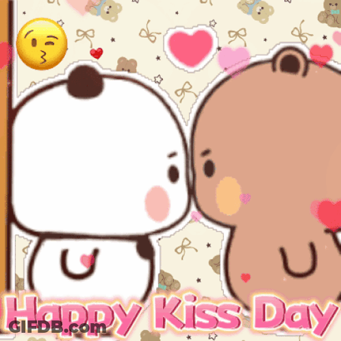 Kissing Bears Happy Kiss Day GIF