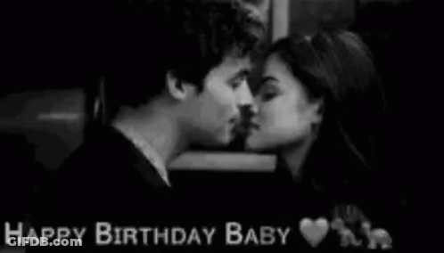 Kissing Couple Black And White Happy Birthday Baby GIF