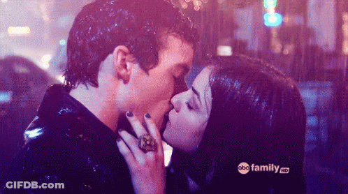 Kissing Couple In Rain ABC Family Logo GIF