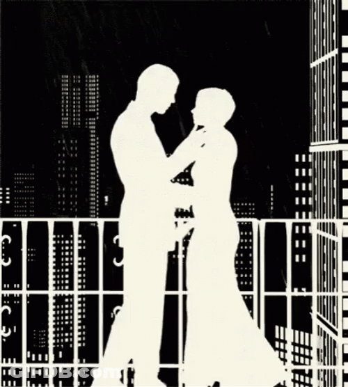 Kissing Couple Inverted Silhouette GIF