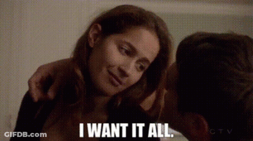 Kissing Couple Saying I Want It All GIF