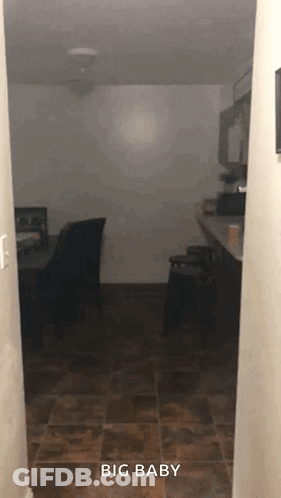 Kitchen With Big Baby Text GIF