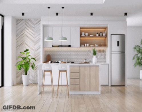 Kitchen With Granite Counter And Sink GIF