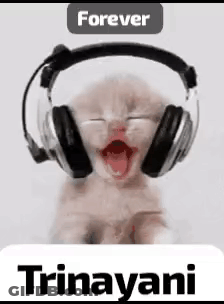 Kitten Headphones Mouth Open Forever Trinayani GIF