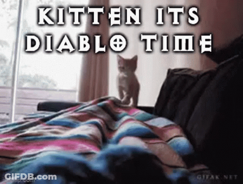Kitten On Couch Its Diablo Time GIF
