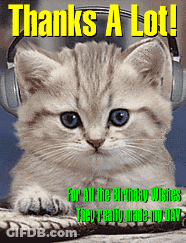 Kitten Wearing Headphones Thanks A Lot For All The Birthday Wishes GIF