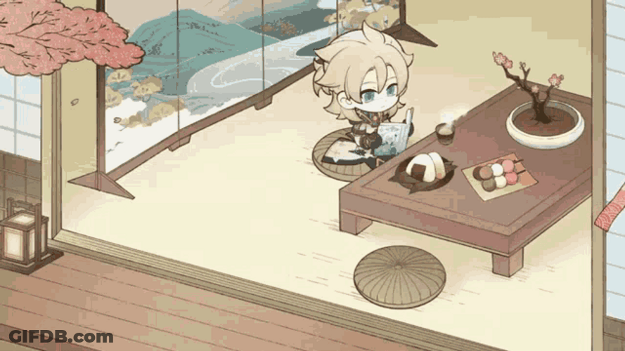 Klee Running Albedo Dining GIF