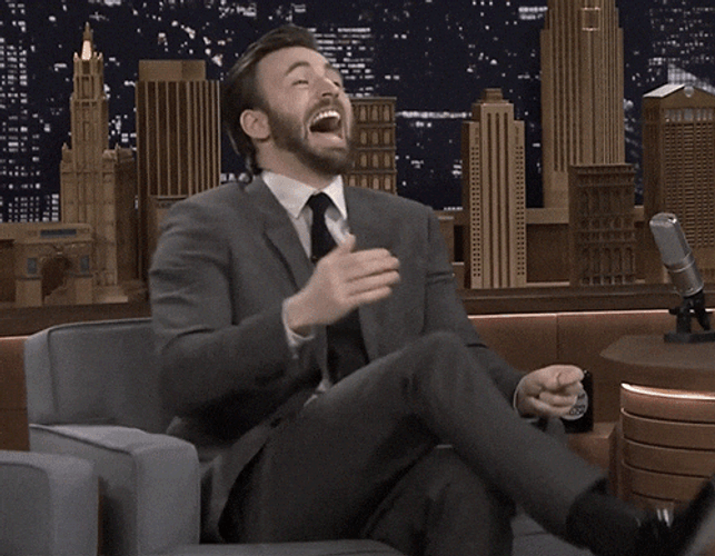 Knee Slap Chris Evans Laughing Hysterically GIF