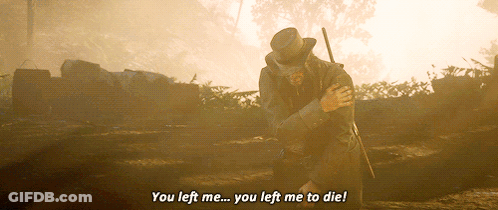 Kneeling Cowboy Hat Says You Left Me Die GIF