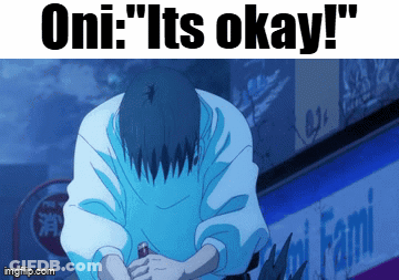 Kneeling Man In Front Of Oni's Okay Sign GIF