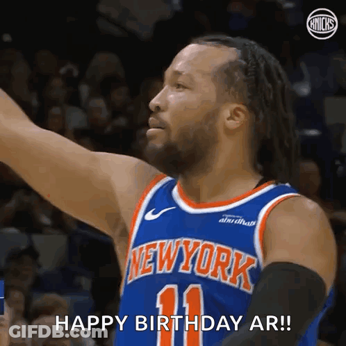 Knicks Player Celebrating Birthday Arms Up GIF