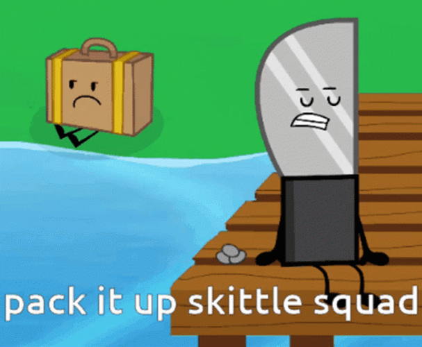 Knife And Suitcase Talking On The Lake GIF