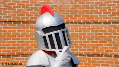 Knight Costume Thumbs Up Brick Wall GIF