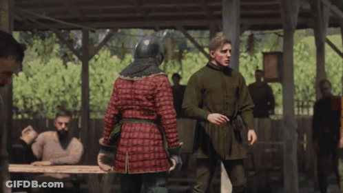 Knight Fighting Man In Green Coat GIF