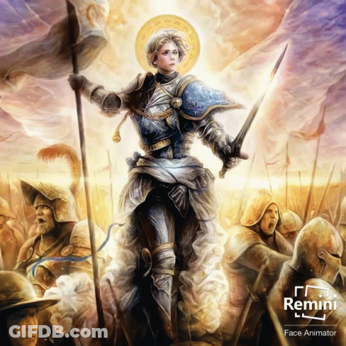 Knight Holding Sword And Flag Remini Face Animator GIF
