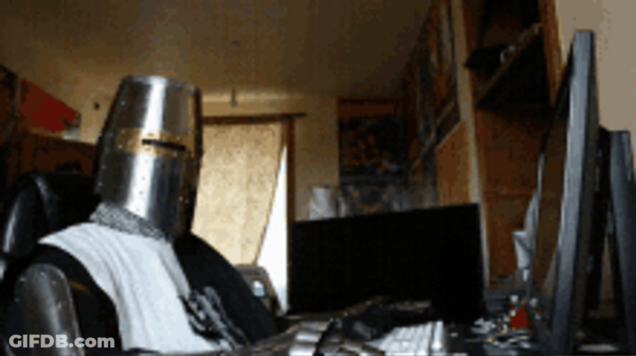 Knight Imitating Brent Rambo Apple Advertisement GIF