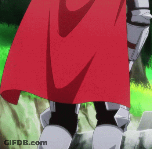 Knight In Armor And Red Cape Walking GIF