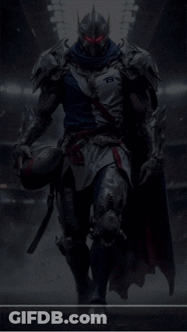 Knight In Armor Holding Football With Letter B GIF