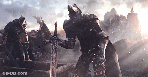 Knight In Armor Holding Sword GIF