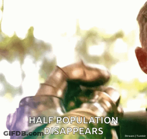 Knight In Armor Holding Sword Says Half Population Disappears GIF
