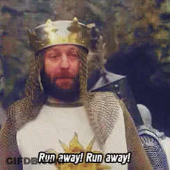 Knight In Armor Saying Run Away GIF