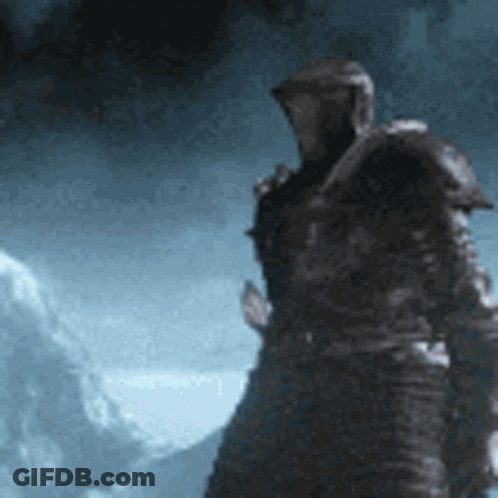 Knight In Armor Standing In Dark Video Game GIF