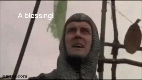 Knight In Helmet Saying Blessing GIF